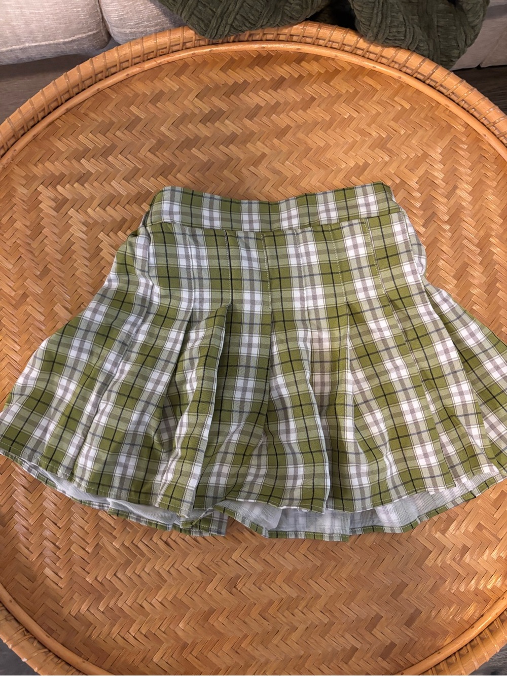 Green Plaid Mini Skirt